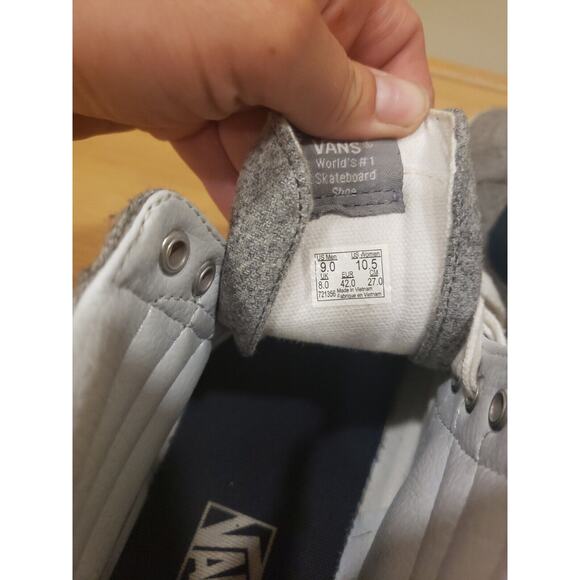 Vans Sk8-Hi Reissue Varsity Skateboarding Shoes Sz 9 men 10.5 women Grey - Picture 5 of 12